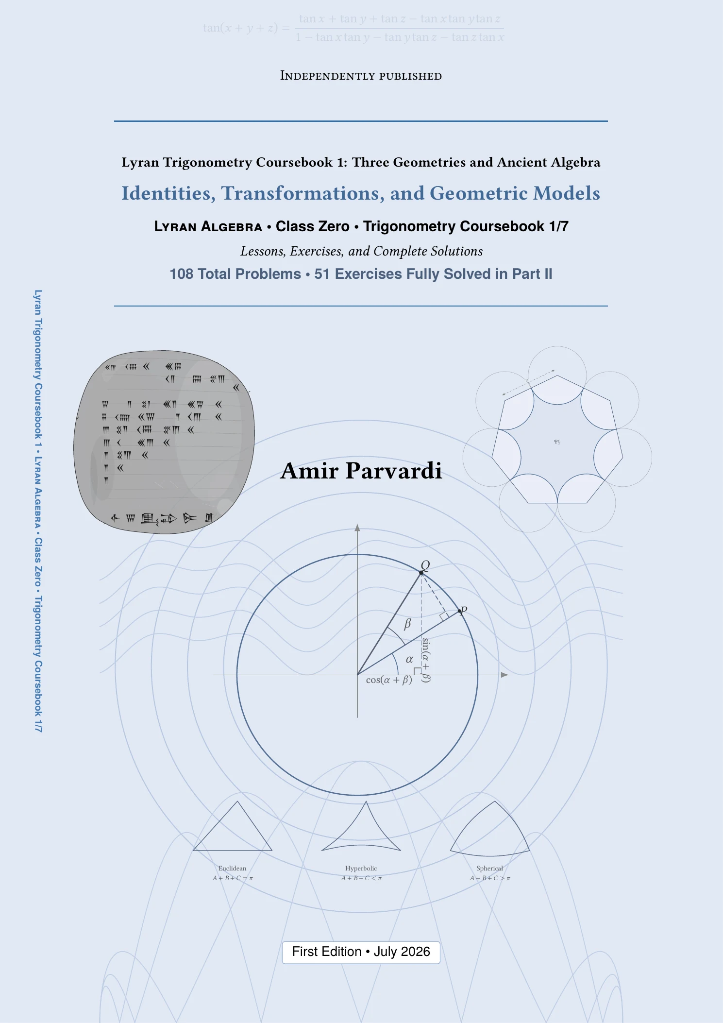 Front cover of Three Geometries and Ancient Algebra by Amir Parvardi.